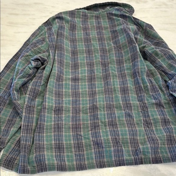L.L. Bean Green and Blue Plaid Casual Button Down Shirt - Picture 9 of 10